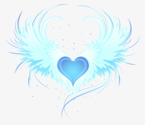 Heart Wings - Blue Heart With Angel Wings