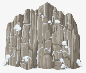 Mountain Cartoon Style Ice Snow Mountains Snowy Cliff - Clip Art