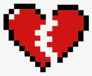 Red Pixelated Broken Heart Redheart Brokenheart Freetoe - Pixel Heart Break Png