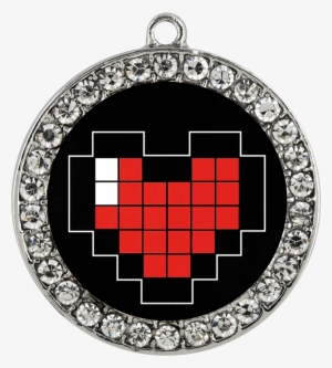 Pixelated Heart Stone Coin Necklace - Necklace