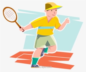 Boy Playing Tennis Royalty Free Vector Clip Art Illustration - Clip Art