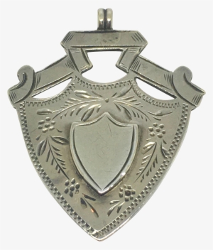 Antique Sterling Engraved Watch Fob, Shield Shape From - Shield
