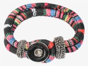 Black And Pastel Rainbow Colored Fabric Bracelet With - Bracelet