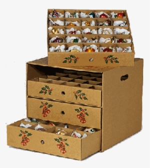 4 Drawer Ornament Storage Box - Cardboard Storage Box With Dividers