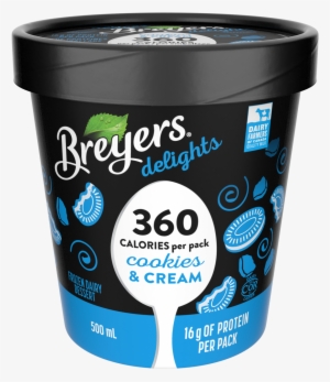 Breyers Delights Cookies & Cream 500 Ml Front Of Pack - Breyers Delights Ice Cream, Reduced Fat, Cookies