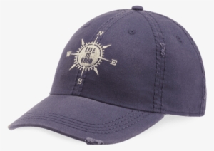 This Laidback Style Has Endless Summers Ahead Of It, - Life Is Good Compass Sunwashed Chill Cap Blue