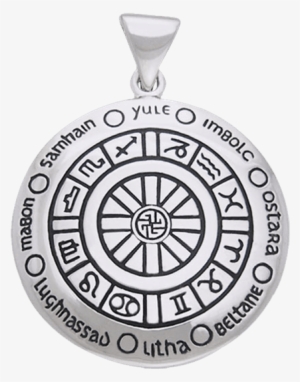 Sterling Silver Astrological Year Wheel Pendant - Wheel Of The Year