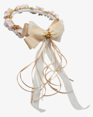 Champagne Silk & Satin Floral Crown Wreath Girls - Wire