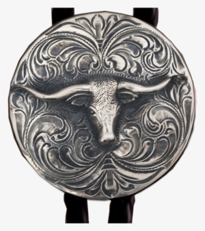 Hand Engraved Sterling Silver Bolo Tie With Longhorn - Bolo Tie