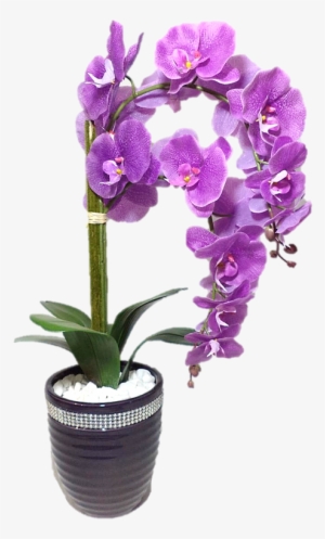 Arranjo Orquídea Lilás 99cm Siliconada, Vaso Cerâmica - Artificial Flower