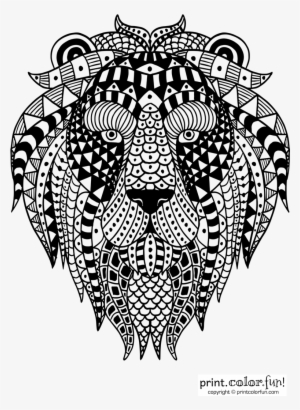 Abstract Ornamental Lion - Twisted Envy Tribal Lion Head Novelty Mug