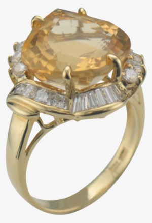 18k Yellow Gold Diamond & Golden Beryl Ring