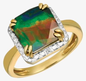 Kim 14k Yellow Gold Diamond Ring By Korite Ammolite - Ring