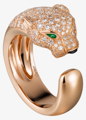 Panthère De Cartier Ringpink Gold, Diamonds, Emeralds, - Cartier Panther Ring Rose Gold