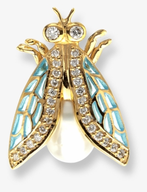 Nicole Barr Designs 18 Karat Gold Cicada Lapel Pin-blue - Jewellery