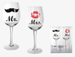 Bigbuy Mr And Mrs Wine Glasses - Moustache