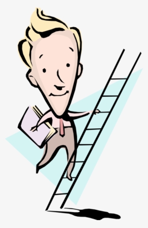 Vector Illustration Of Businessman Climbing Ladder