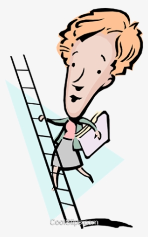 Cartoon Lady Climbing A Ladder Royalty Free Vector - Climb Ladder Cartoon Png