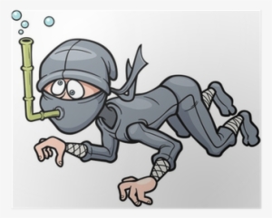 Vector Illustration Of Cartoon Ninja Poster • Pixers® - Illustration