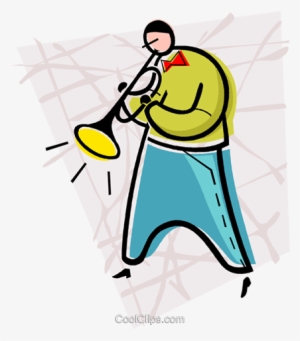Jazz, Trumpet Player Royalty Free Vector Clip Art Illustration