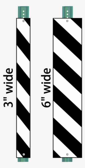 Black / White Striped Reflective Post Panel - Monochrome