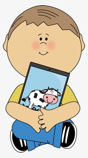 Kid Sitting With A Tablet - Ipad Clipart