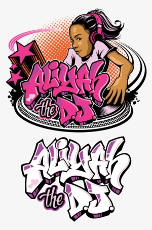 Vector Art Design Kid Dj Logo With Graffiti Lettering - Illustration