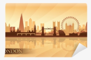 London City Skyline Silhouette Background Wall Mural