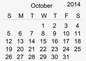 October 2014 Calendar Clipart - Feb 1 2018 Calendar