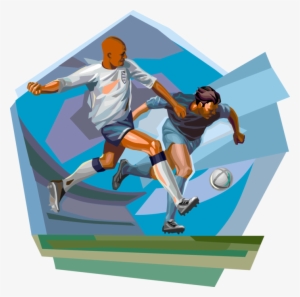 Vector Illustration Of Football Soccer Players Chase - Playing Soccer Clip Art