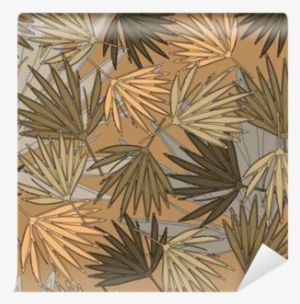 Tropical Seamless Pattern With Exotic Palm Leaves - Illustration