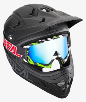 Masque Cross Oneal B10 Twoface Noir Ecran Miroir Argent - Oneal B-30 Ink Youth Motocross Goggles - Hi-viz