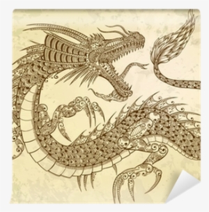 Henna Tattoo Dragon Doodle Vector Wall Mural • Pixers® - Tattoo Dragon Royal