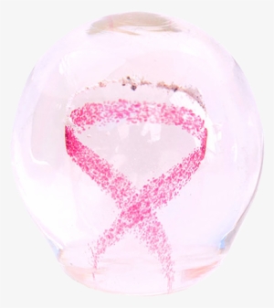 Pink Awareness Ribbon Ashes In Glass Memorial - Cremation