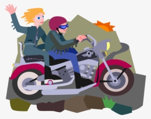 Vector Illustration Of Riders Ride Motorcycle Or Motorbike - Motorcycle