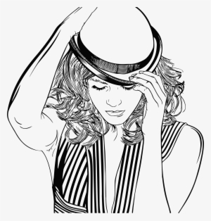 This Free Icons Png Design Of Woman Adjusting Hat Line