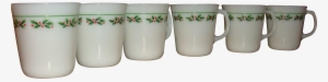 Set Of 6 Heavy Pyrex Corning Christmas Holly Days D - Cup