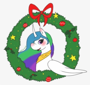 Denkis, Blushing, Christmas Wreath, Princess Celestia, - Cartoon