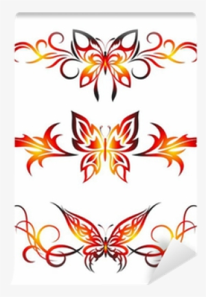 Set Tribal With Butterflies, Tattoo Wall Mural • Pixers® - Supperb 6-pack Halloween B&w Spider Dragon Angel