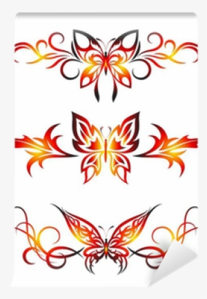 Set Tribal With Butterflies, Tattoo Wall Mural • Pixers®