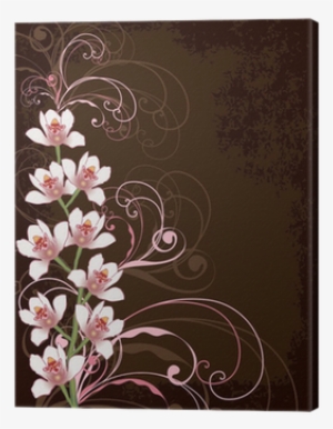 White Orchids With Pink Swirls And Grunge Frame Canvas - Make A Creative Project Cover
