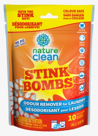 Stink Bombs - 10 Pacs - Fragrance Free - Nature Clean Odour Remover Laundry Packs