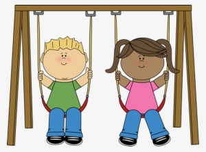 Playground Swing Set Clipart - Kids On Swing Clipart