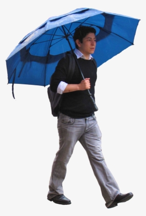 Casual Man Under An Umbrella - Man Walking With Umbrella