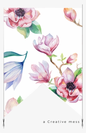 Magnolia Watercolor Diy Clipart - Kris Art 'magnolia Flower' Canvas Gallery Wrap, Size