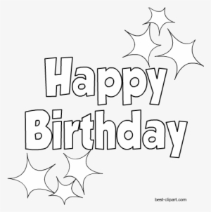 Black And White Happy Birthday Png Clipart Image - Happy Birthday Png White