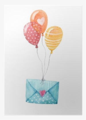 Isolated Watercolor Illustration Of An Envolope And - Birthday