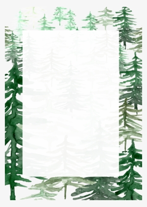 Green Watercolor Hand Painted Forest Border Transparent - Watercolor Painting