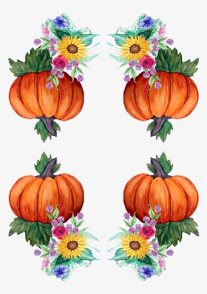 Pumpkins And Flowers // Watercolor Fall Floral Wallpaper - Pumpkin Png Watercolor