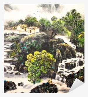 Chinese Landscape Watercolor Painting Sticker • Pixers® - Watercolor Painting